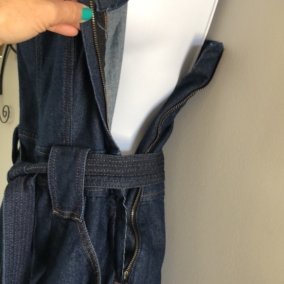 7 For All Mankind Rare Blue Jean Denim Overall Mini Modal Stretch Mini Dress SM - Picture 12 of 16